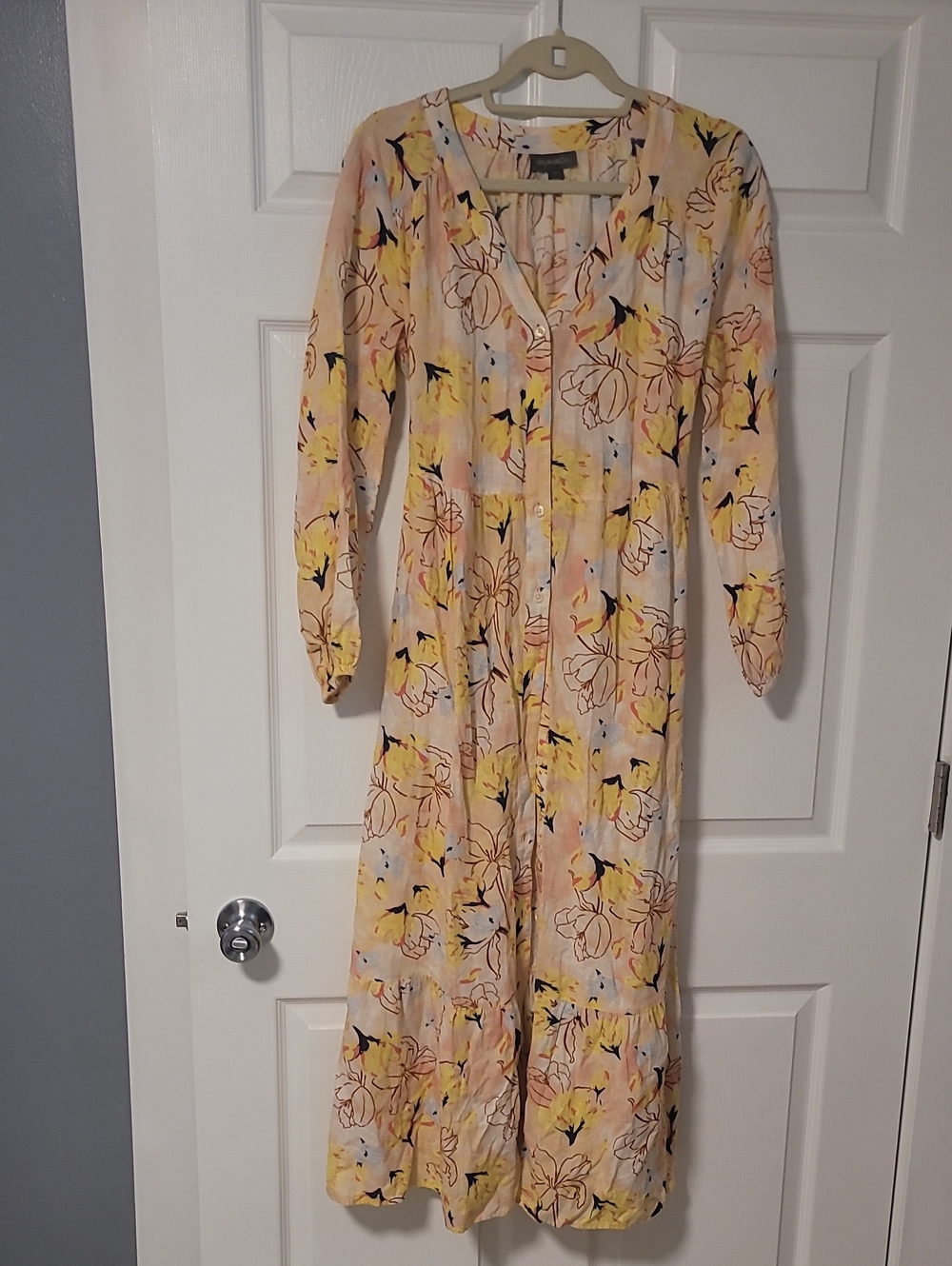 Style & Co. Floral V-Neck Maxi Dress in Yellow and Cream